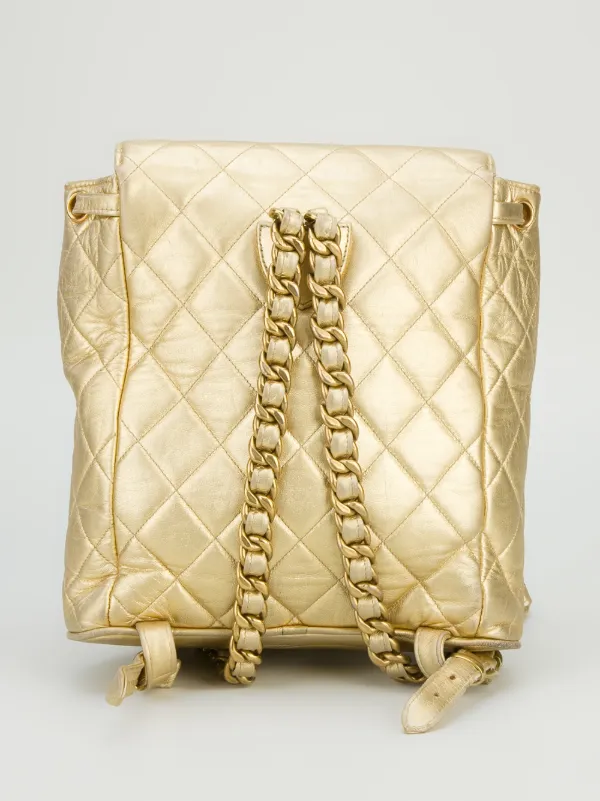 CHANEL Pre-Owned Quilted Backpack | Metallic | FARFETCH display picture 3