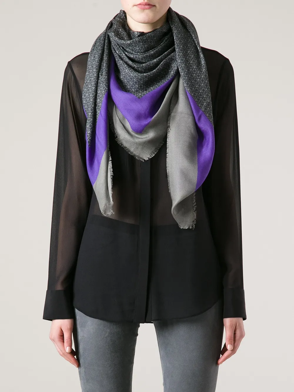 Emporio Armani geometric printed scarf Grijs