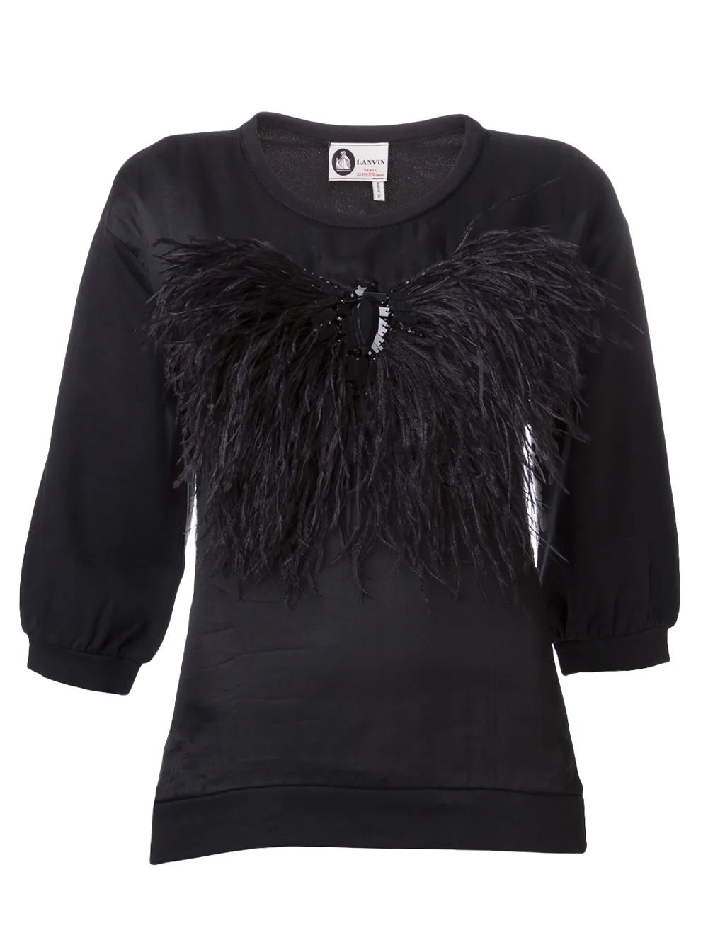 Lanvin embroidered feather top - Schwarz