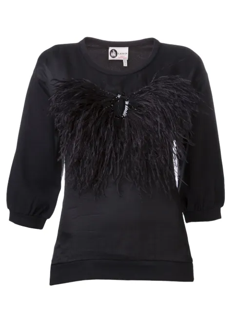 Lanvin embroidered feather top