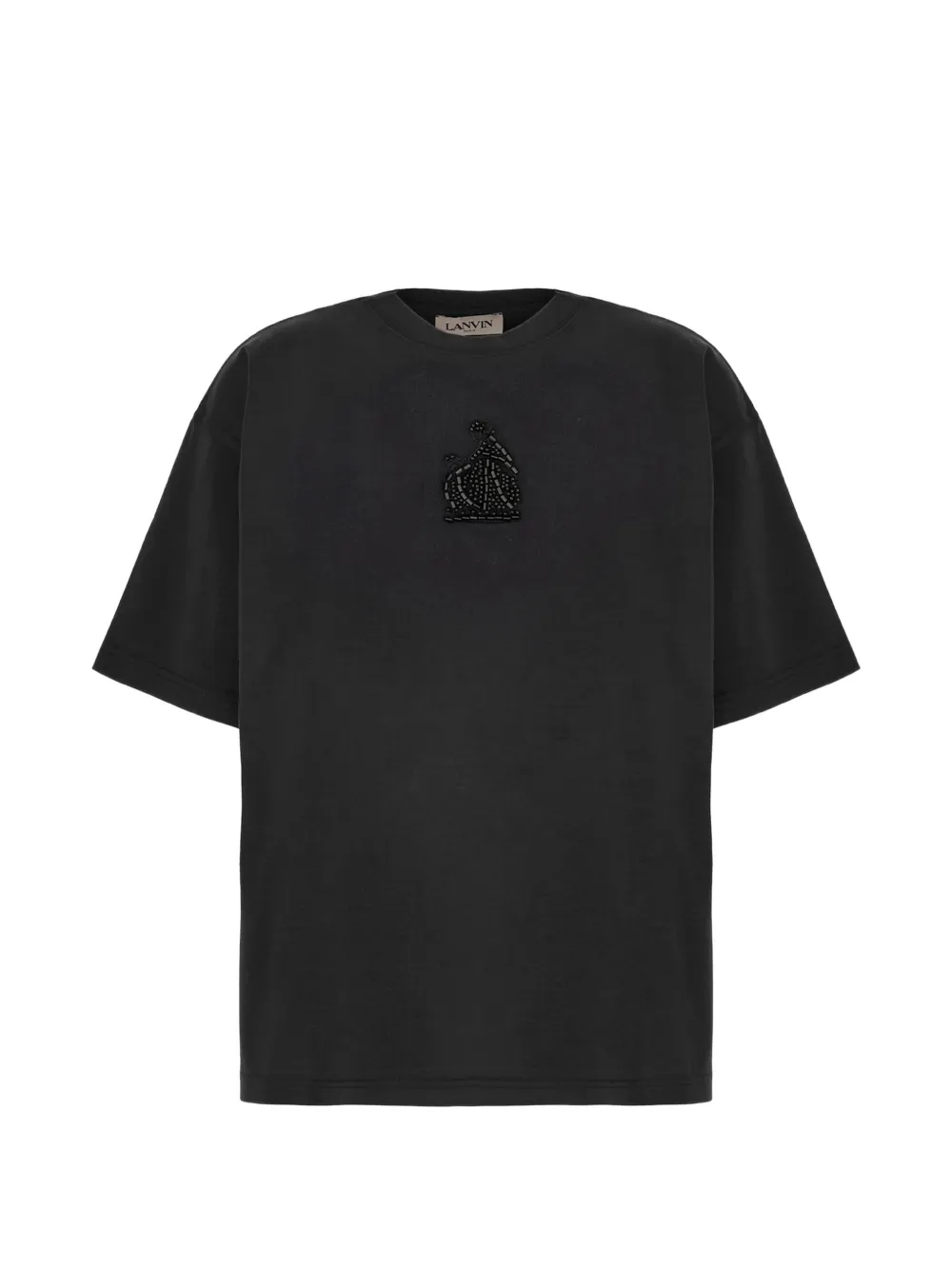 Lanvin embroidered feather top - Schwarz