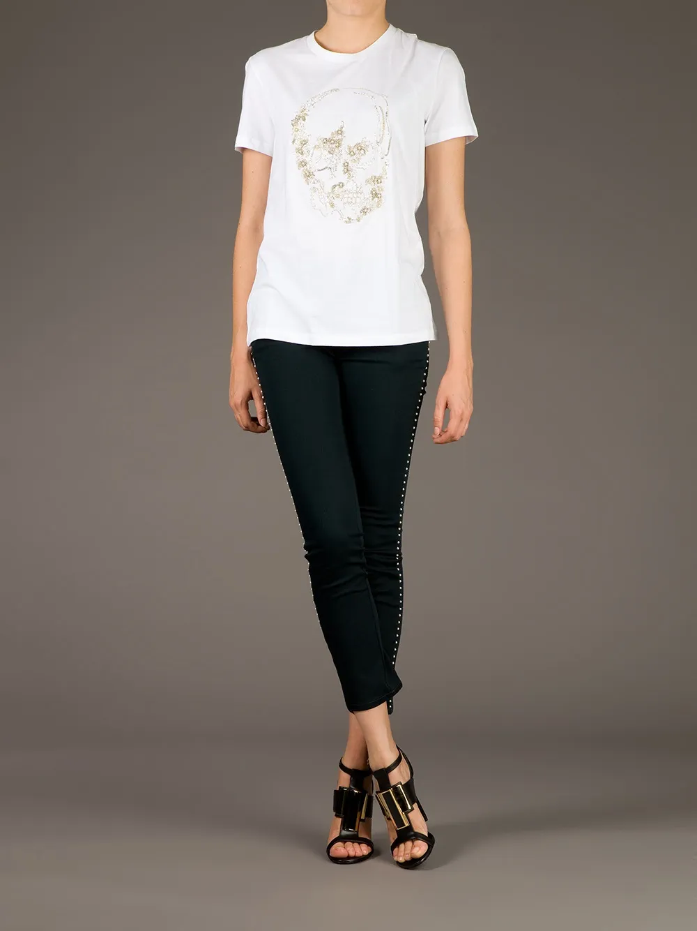 Alexander McQueen cropped beaded trouser Groen