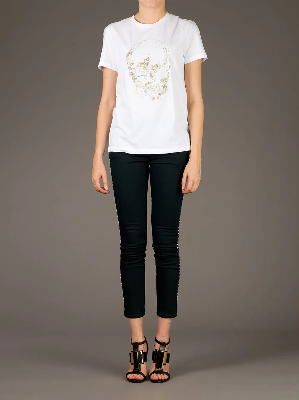 Alexander McQueen cropped beaded trouser Groen
