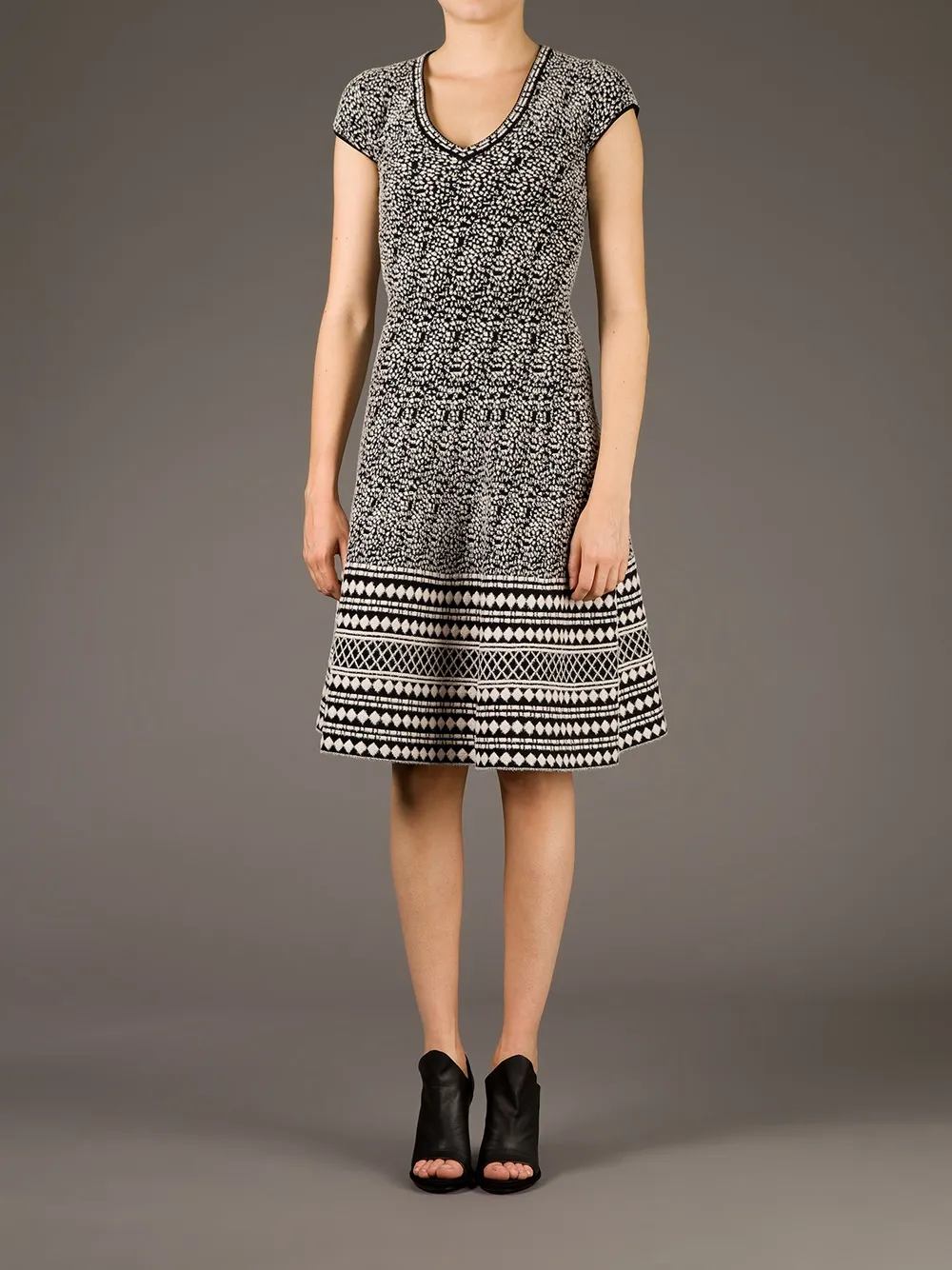 Vicedomini deep v-neck dress - Zwart