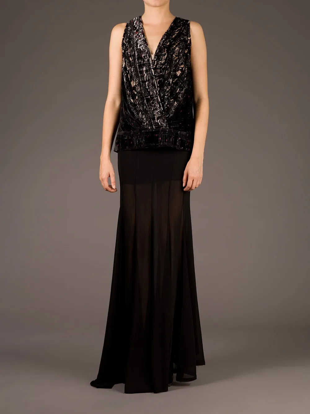 EDUN textured velvet sleeveless blouse - Zwart