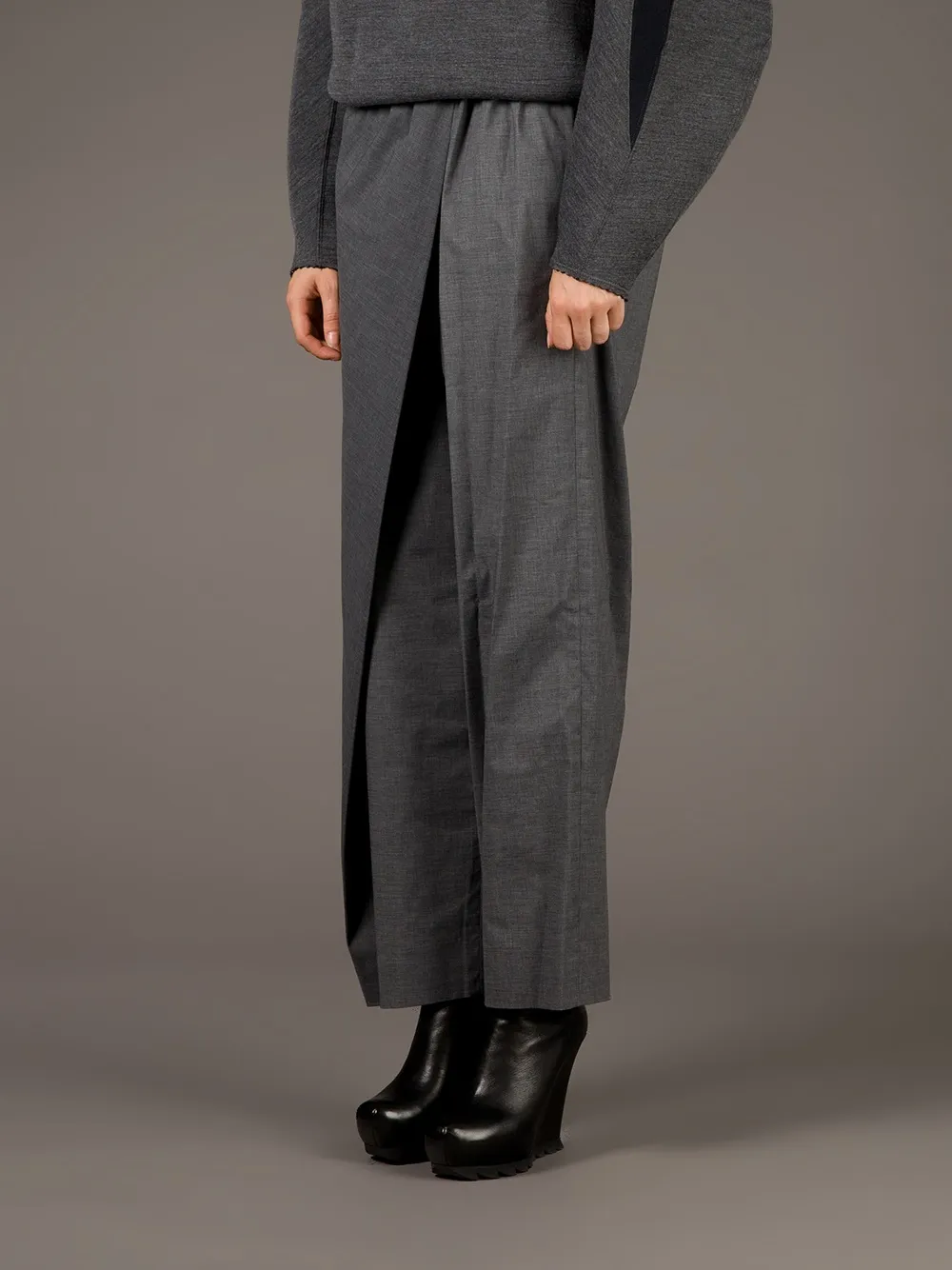 Kolor Twisted Wide Leg Trouser In Black