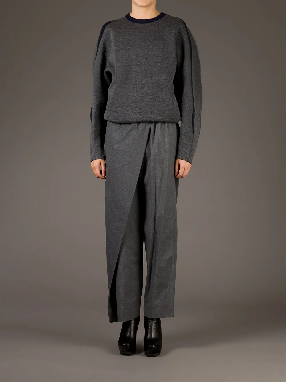 Kolor Twisted Wide Leg Trouser In Black
