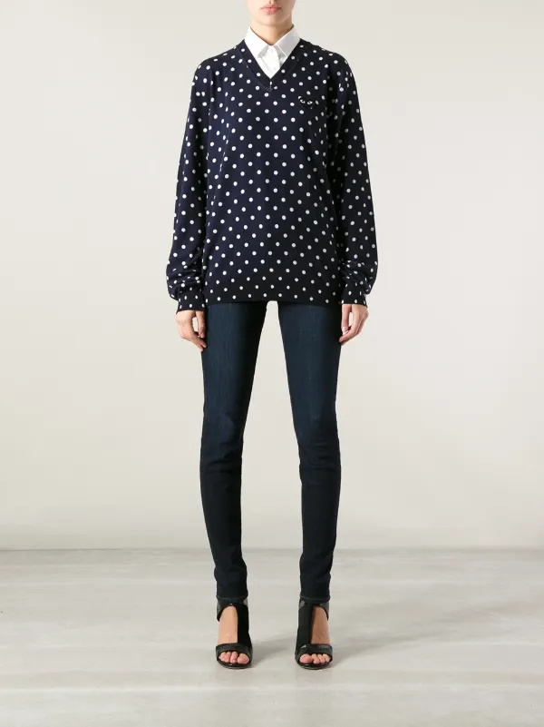 Comme Des Garcons Play Polka Dot Sweater Blue FARFETCH AO