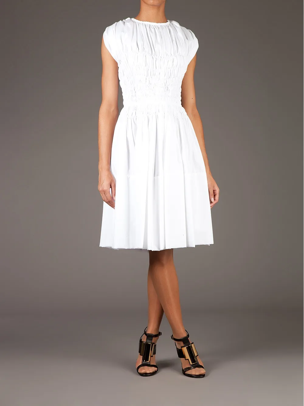 Maison Rabih Kayrouz ruched flared dress Wit