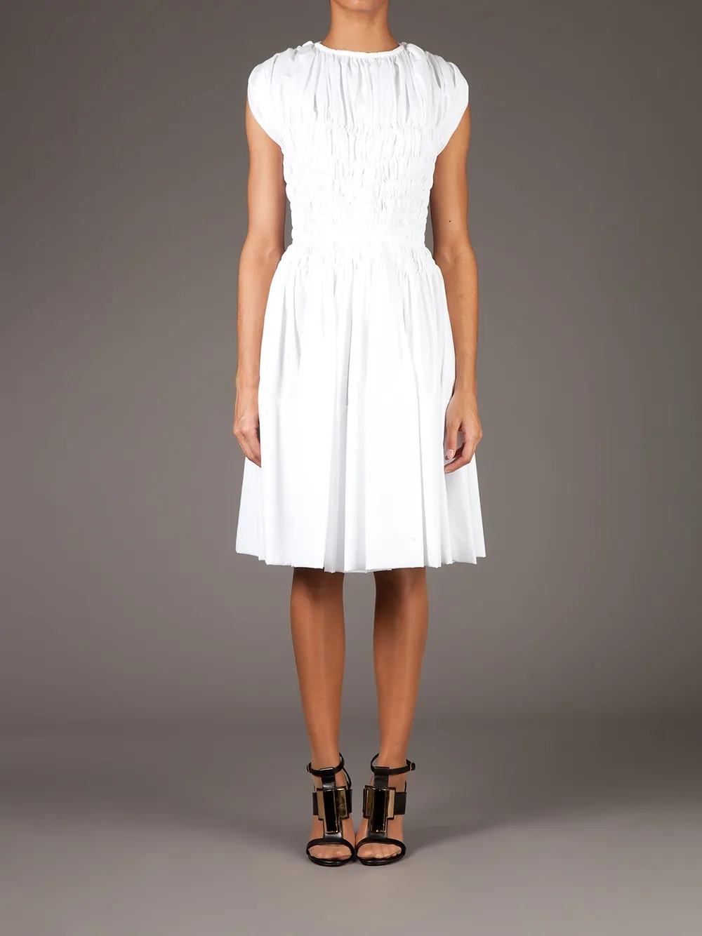 Maison Rabih Kayrouz ruched flared dress - Wit