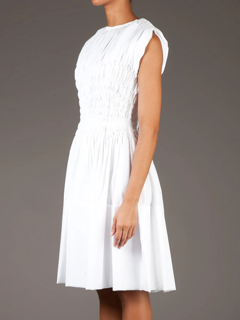 Maison Rabih Kayrouz ruched flared dress Wit