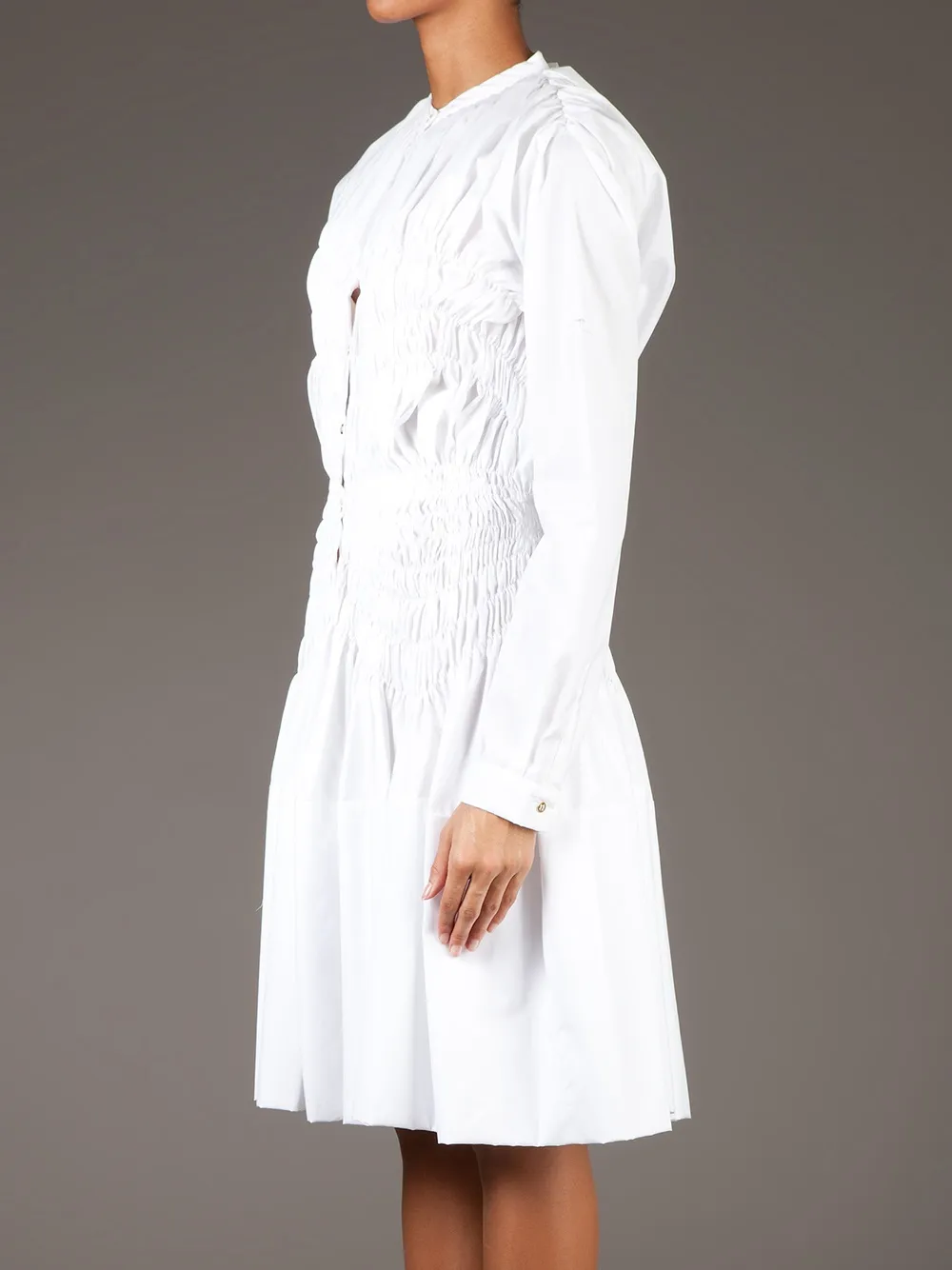 Maison Rabih Kayrouz Ruche Detail Shirt Dress In White