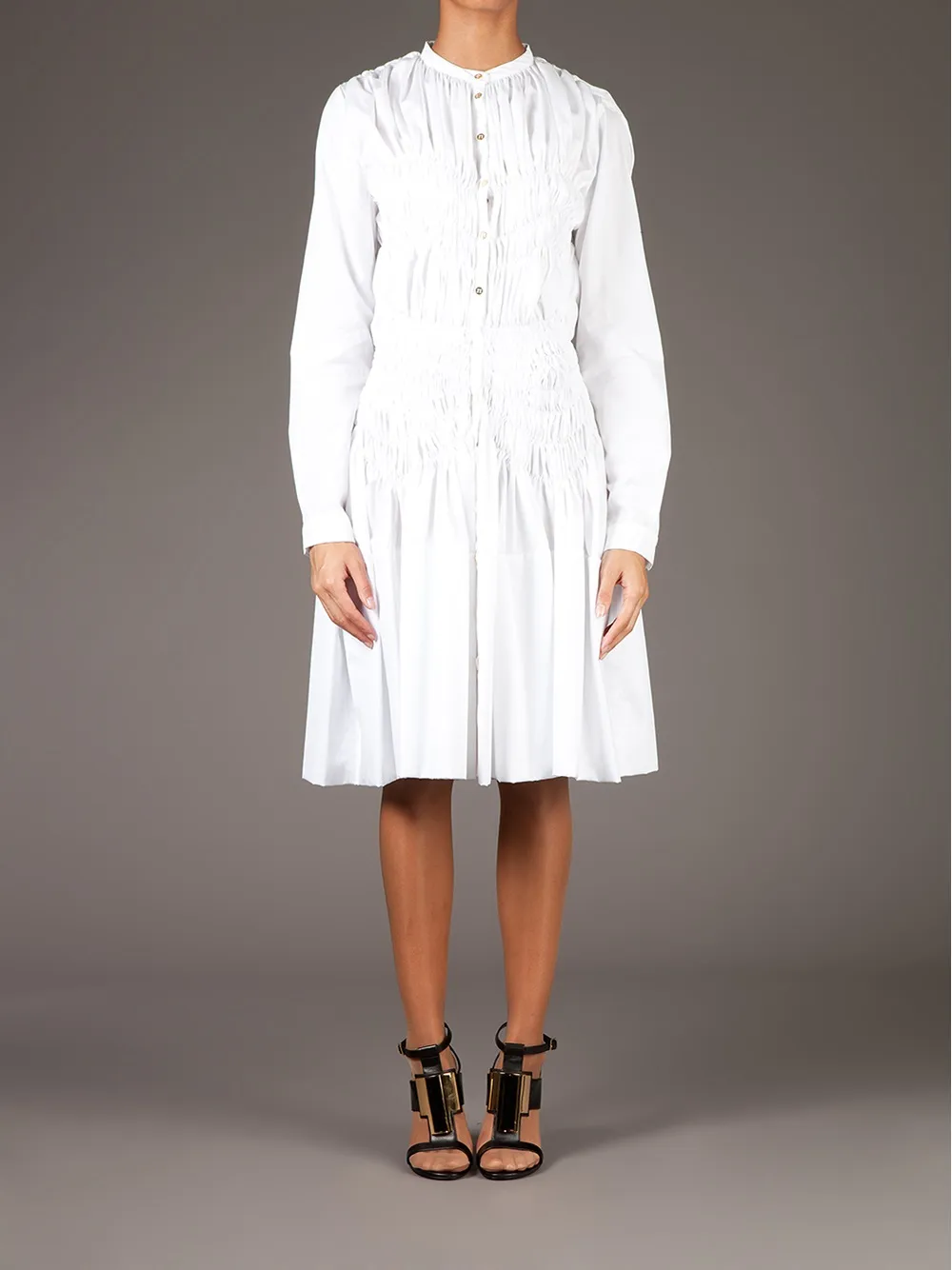 Maison Rabih Kayrouz Ruche Detail Shirt Dress In White