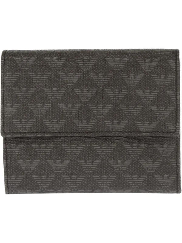 EMPORIO ARMANI ブラックレザー三つ折り財布 Emporio Armani 3つ折り財布 | グレー | FARFETCH JP