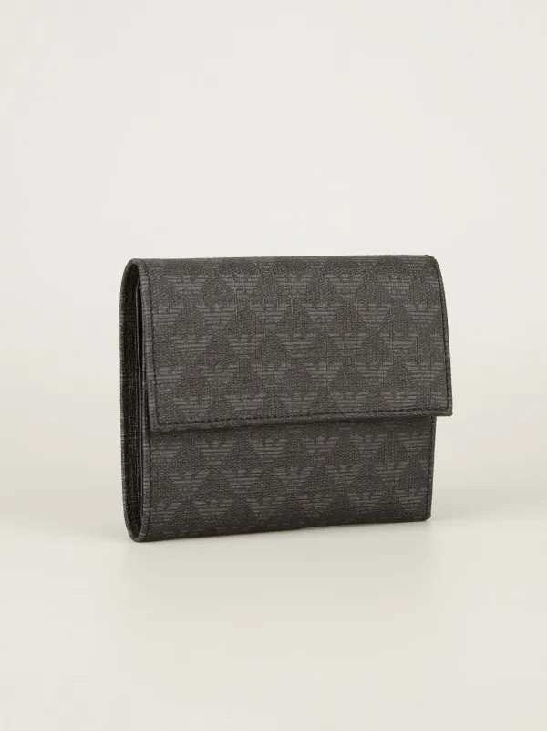 EMPORIO ARMANI ブラックレザー三つ折り財布 Emporio Armani 3つ折り財布 | グレー | FARFETCH JP