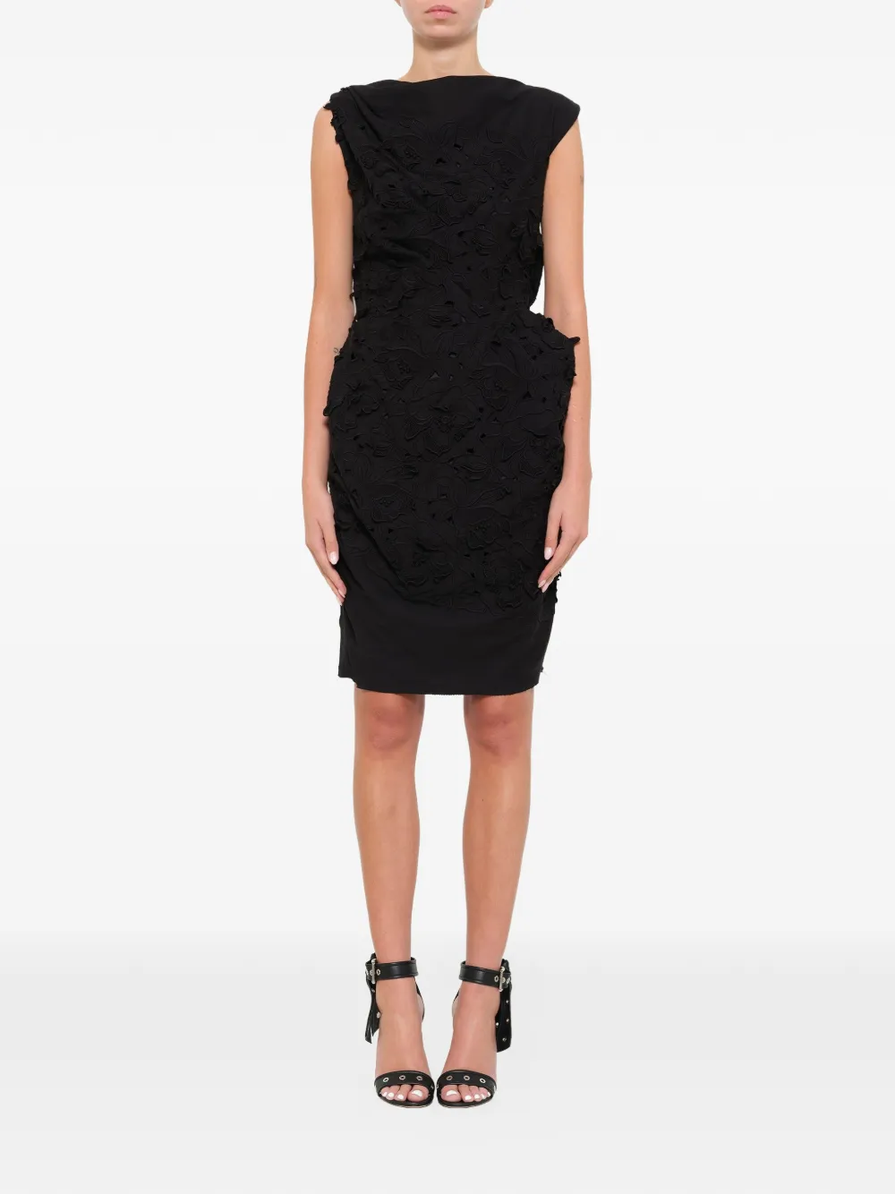  Lanvin Sculpted Floral Dress   Schwarz 
