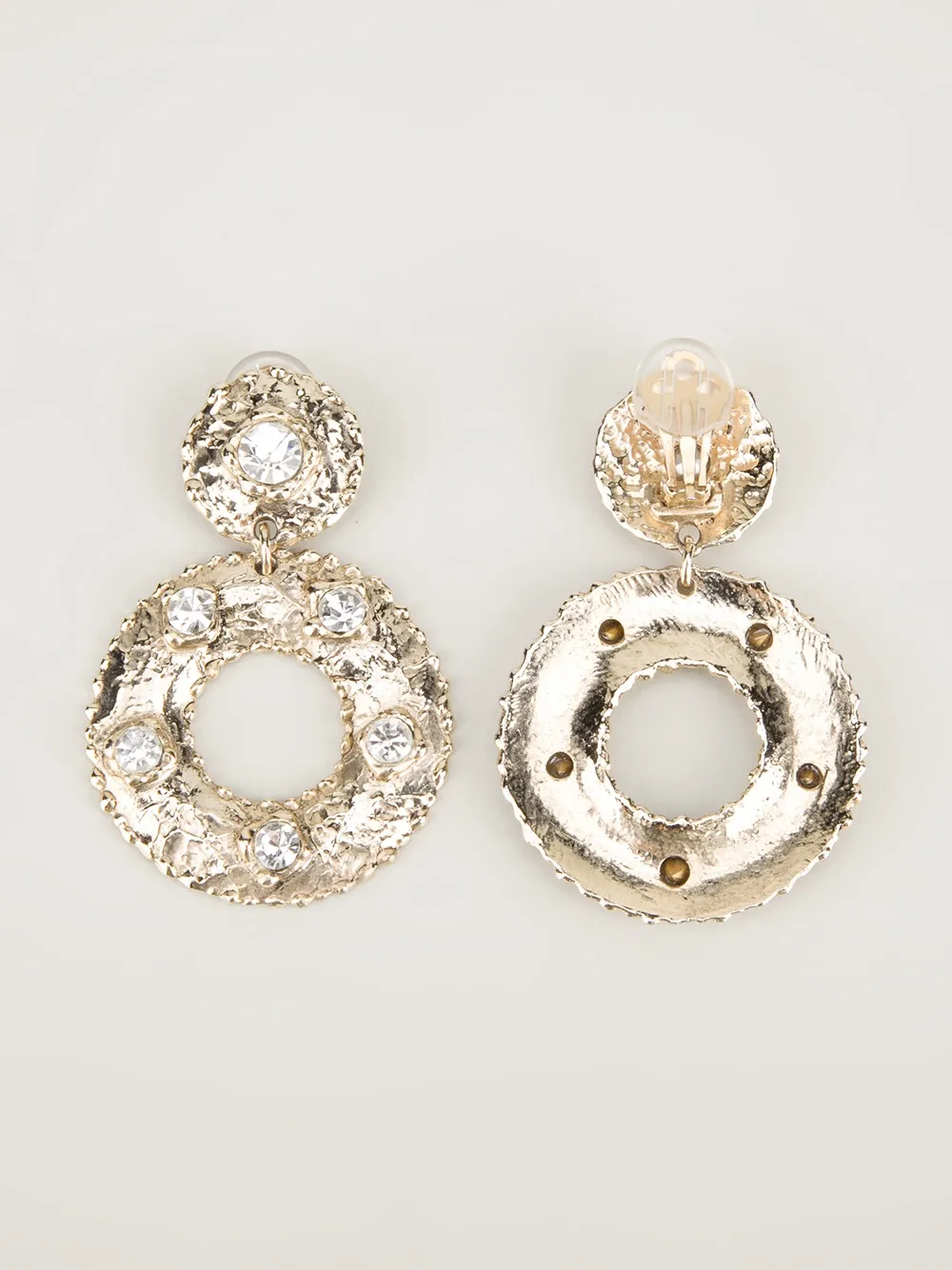 Katheleys Vintage hammered pendant earrings - Metallic