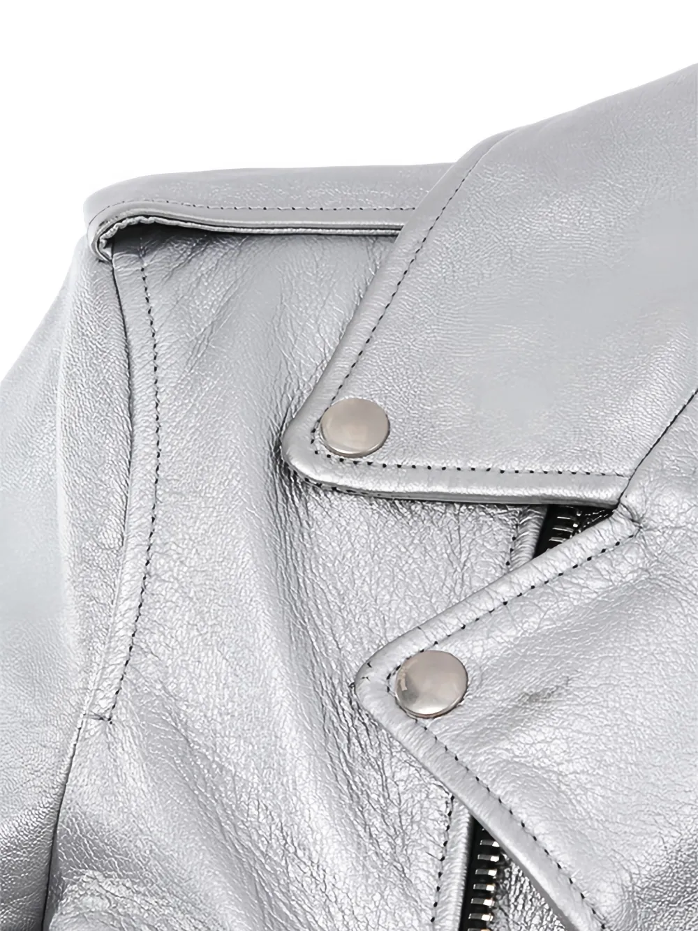 Saint Laurent Leather Biker Jacket In Multi