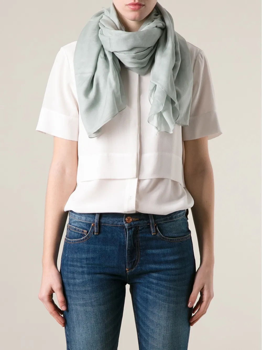 Emporio Armani fringed scarf Groen