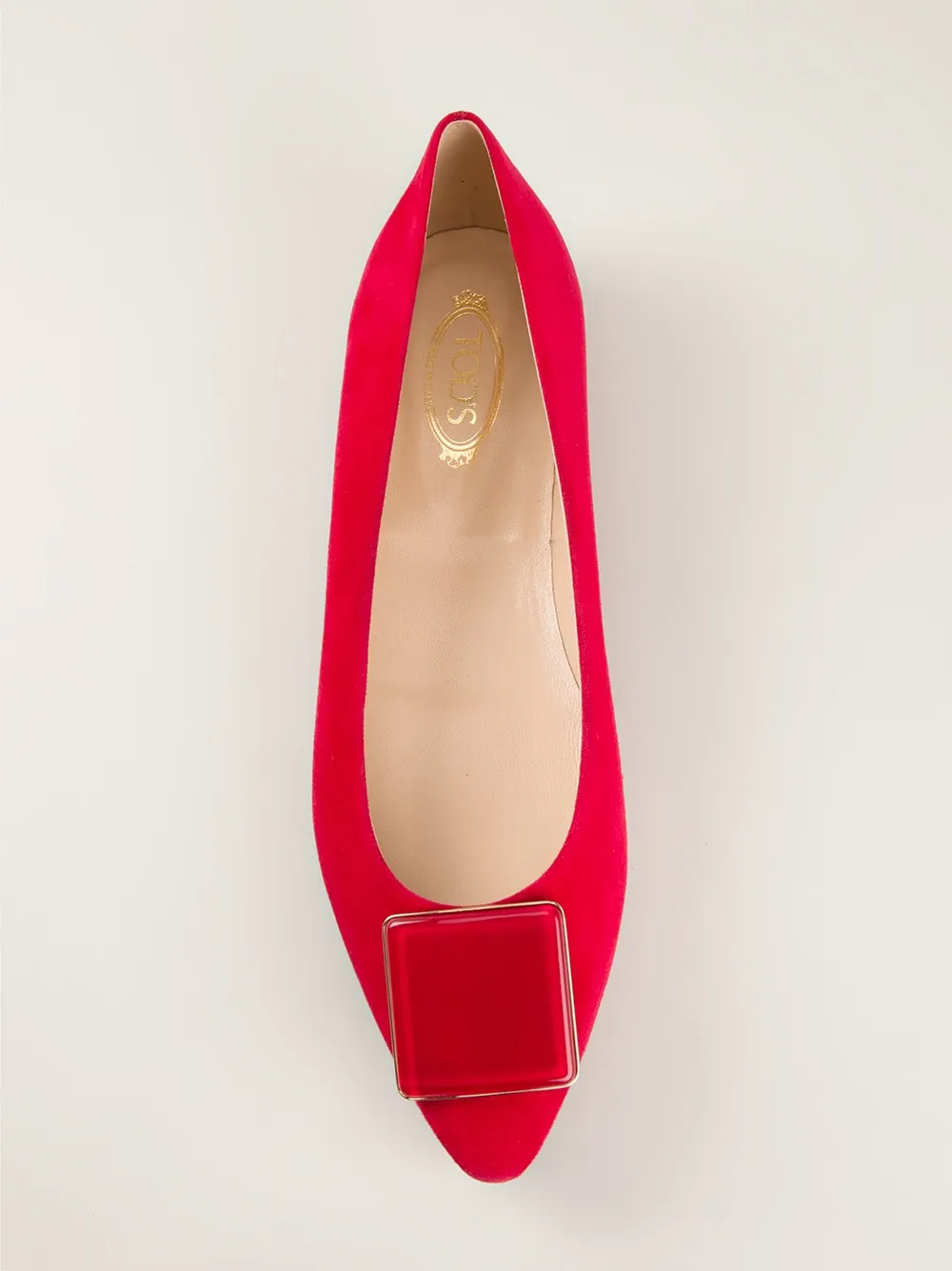 Tod's square gem stone detail ballerina Rood