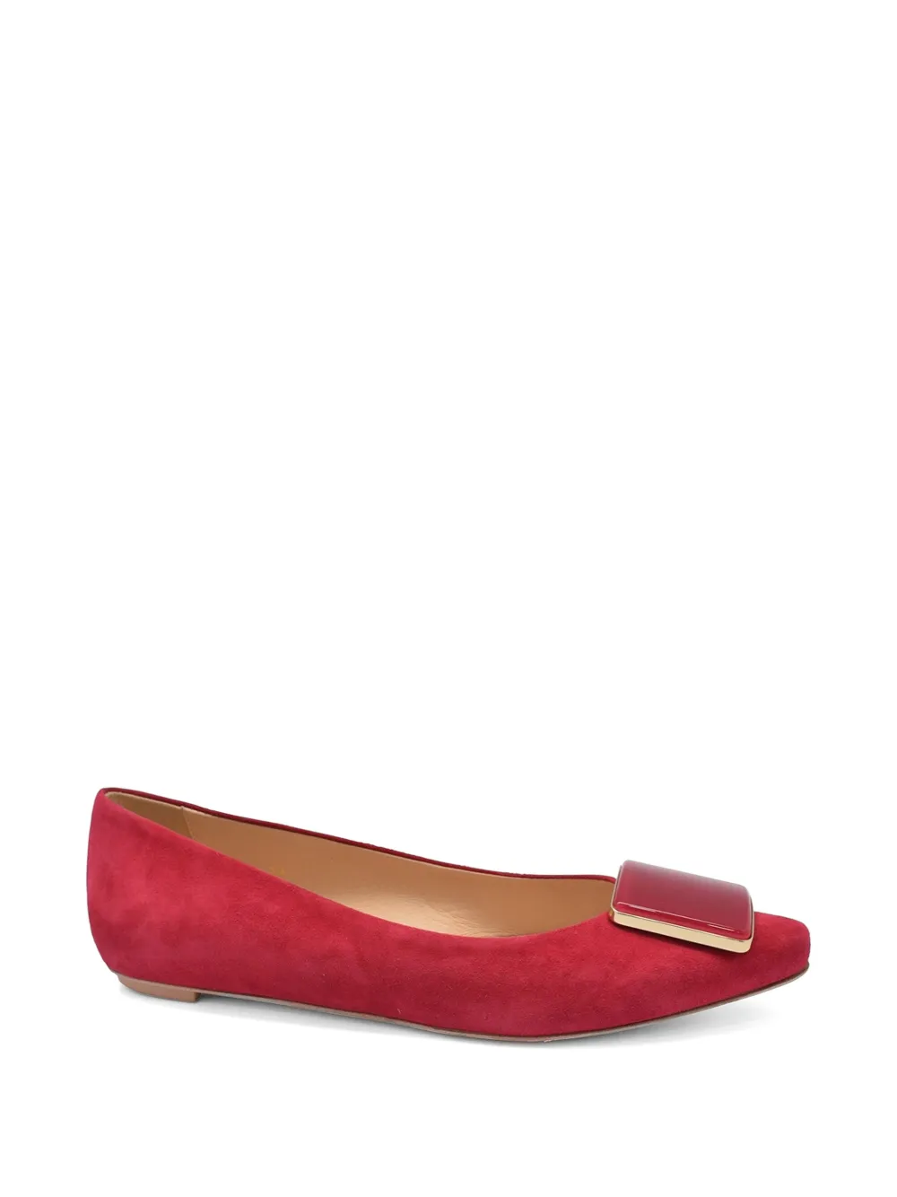Tod's square gem stone detail ballerina Rood
