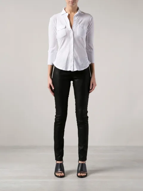 James Perse sheer slub panel shirt