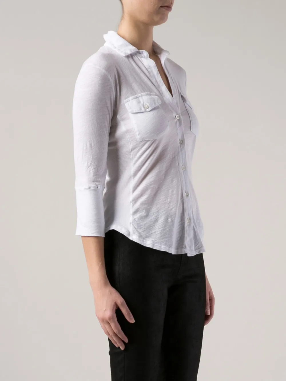James Perse sheer slub panel shirt Wit