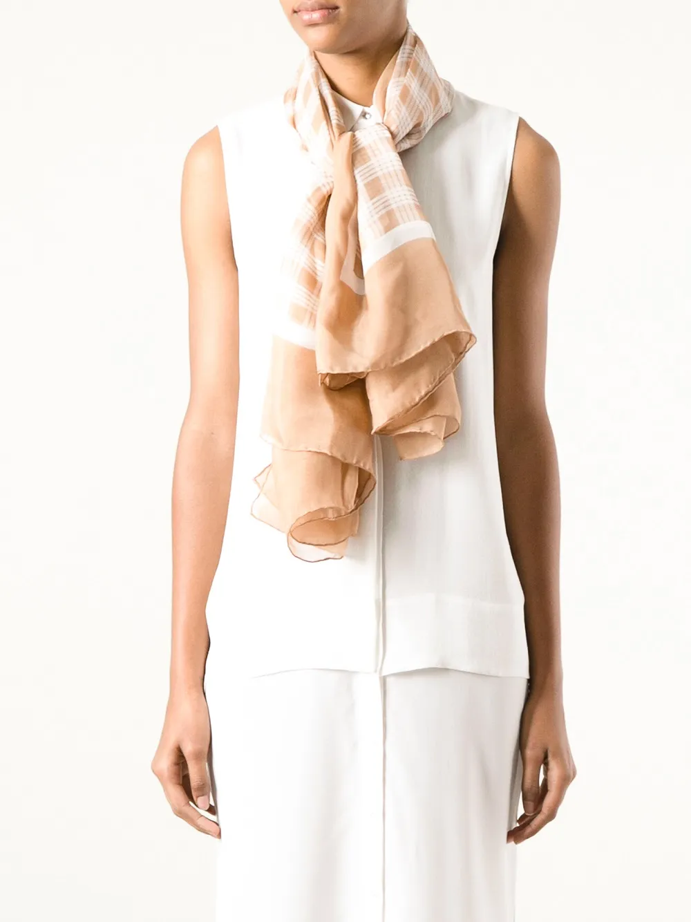 Agnona checked scarf - Beige