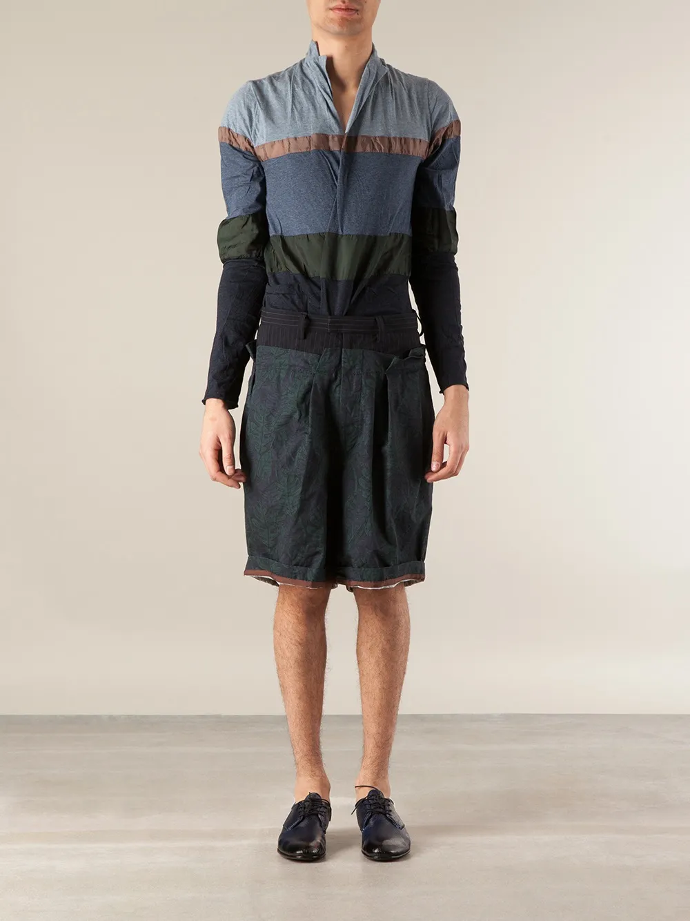 Kolor floral pinstriped top shorts - Groen