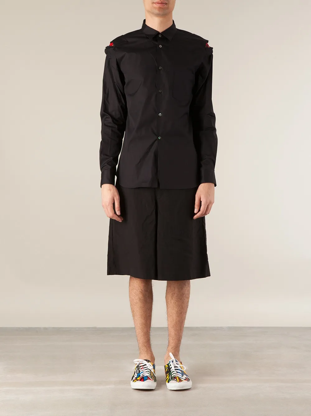 Comme des Garçons Homme Plus tartan check shoulder detail shirt Zwart