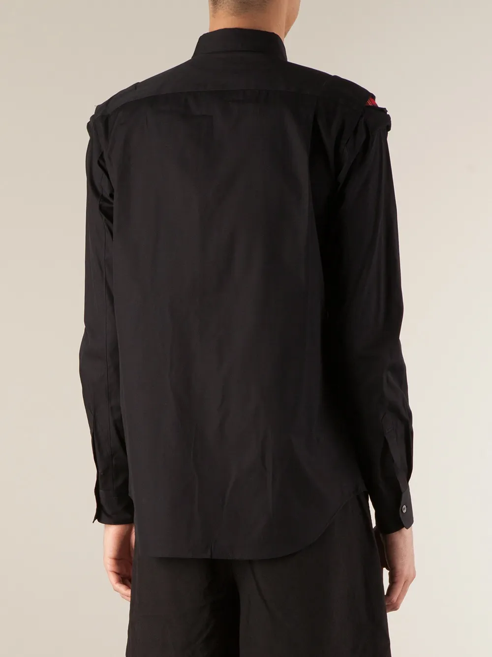 Comme des Garçons Homme Plus tartan check shoulder detail shirt Zwart