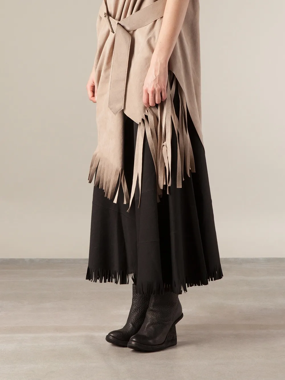 Junya Watanabe fringed skirt Zwart
