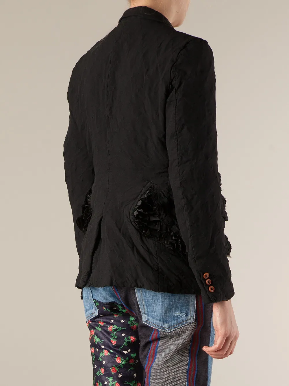 Comme Des Garçons Ruffle Detailed Jacket In Black