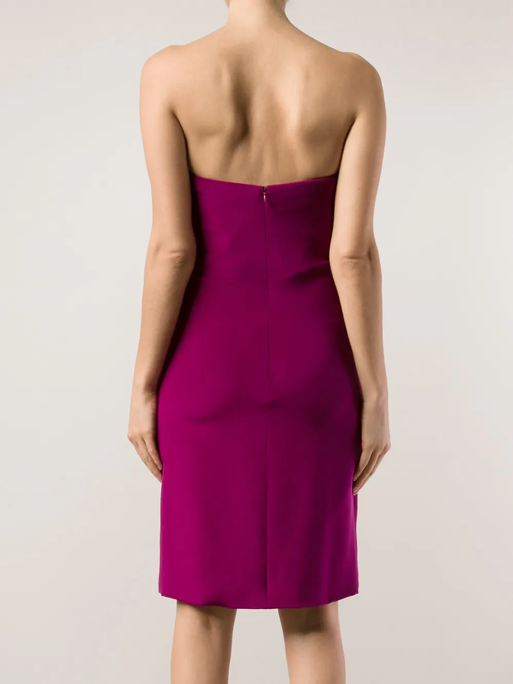 Marchesa Notte Strapless Midi Dress In Purple