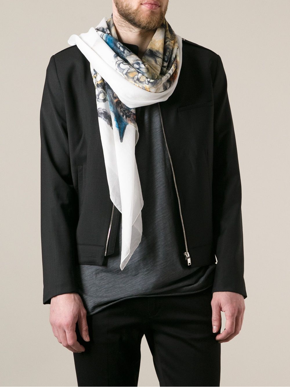 Balmain graphic print scarf Wit