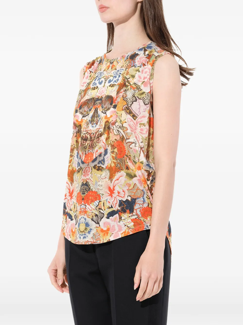  Alexander Mcqueen Floral Skull Vest   Orange 