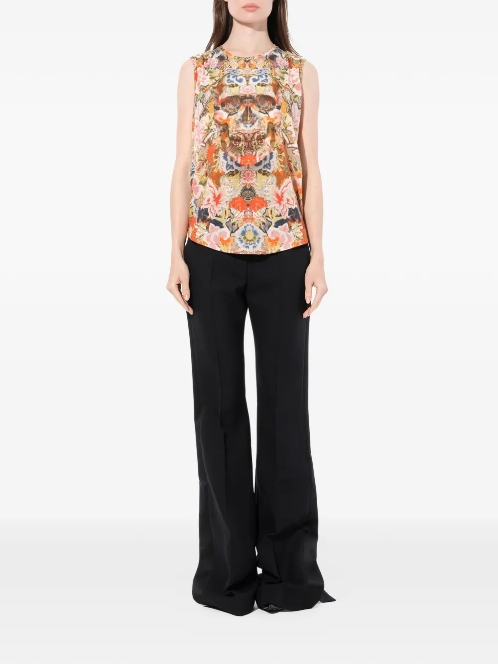  Alexander Mcqueen Floral Skull Vest   Orange 