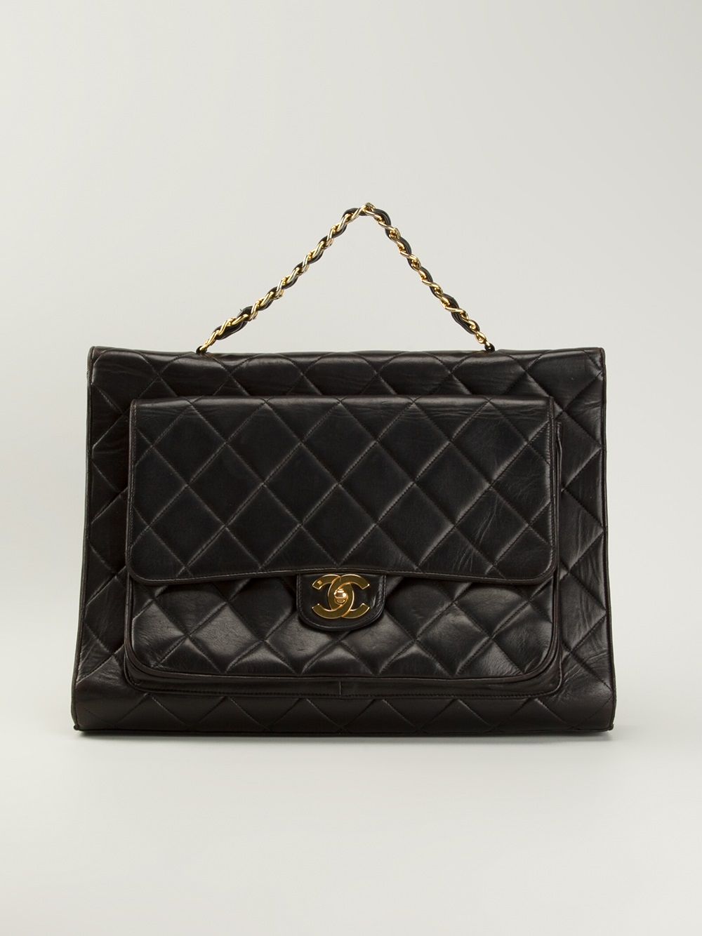 CHANEL quilted classic flap jumbo brief case Women