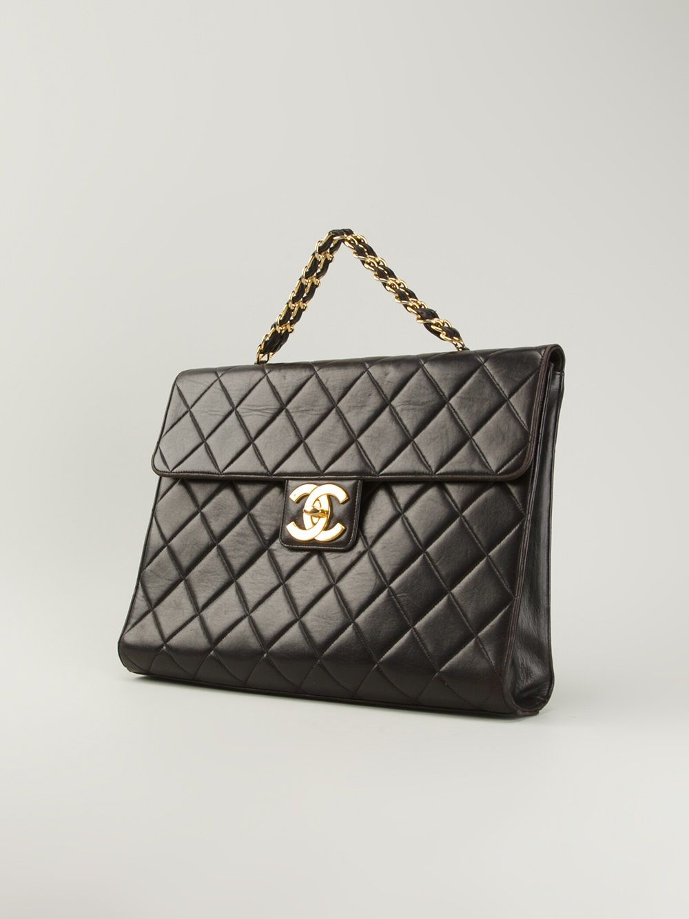 CHANEL quilted classic flap jumbo brief case Women