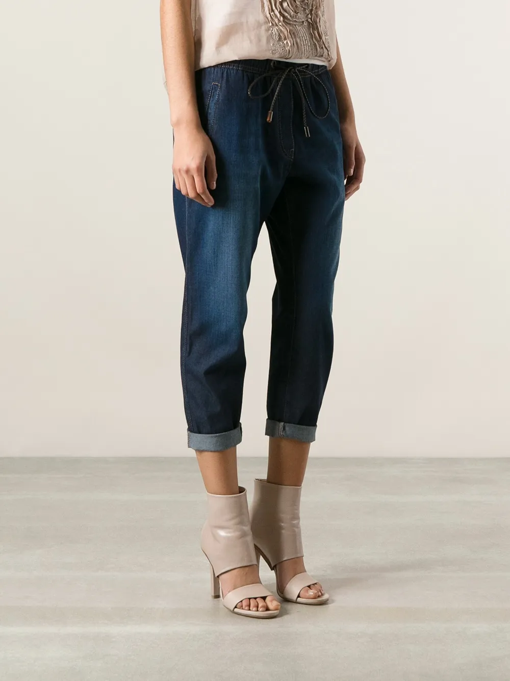 Brunello Cucinelli Jeans met trekkoordtaille Blauw