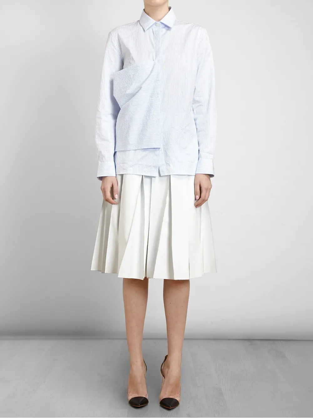 JW Anderson Crease Effect Striped Shirt - Blauw