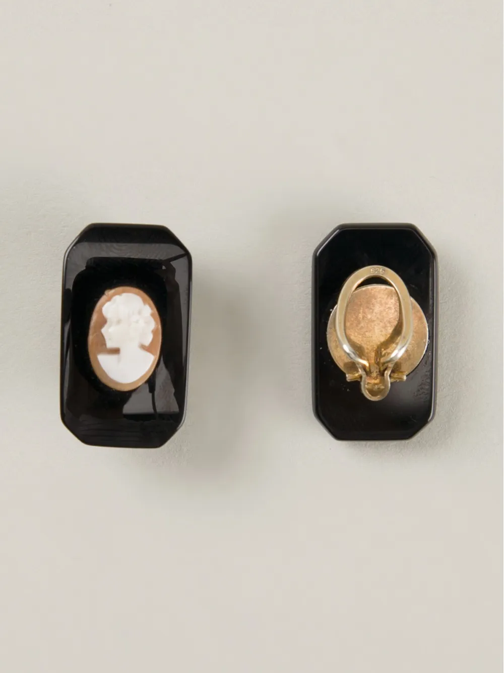 Katheleys Vintage antique cameo earrings - Zwart