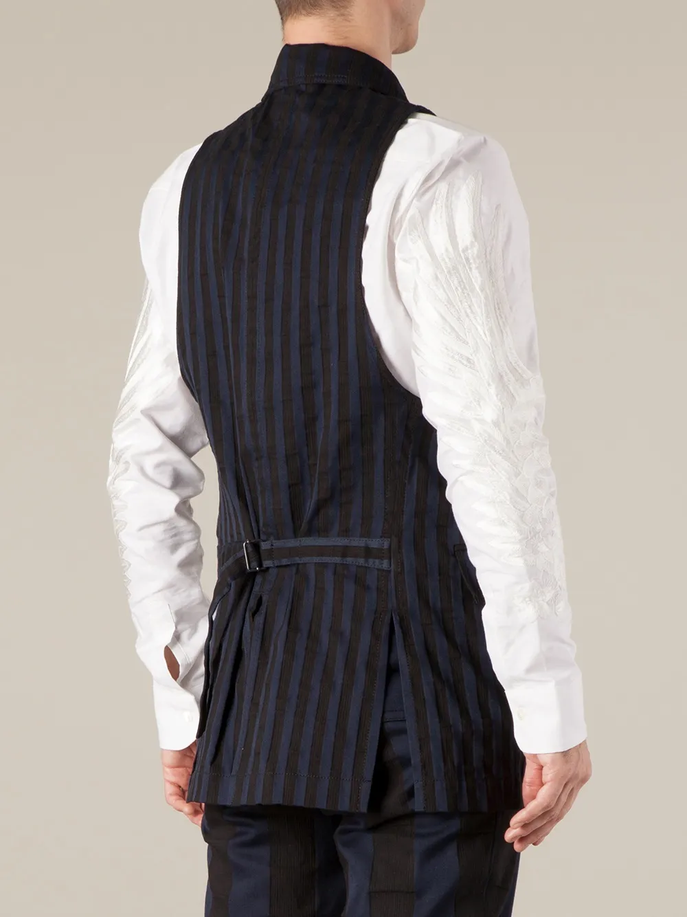 Shop Ann Demeulemeester Striped Waistcoat In 黑色