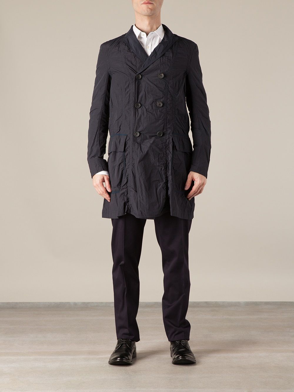Shop Kolor Double Breasted Lightweight Overcoat In 蓝色