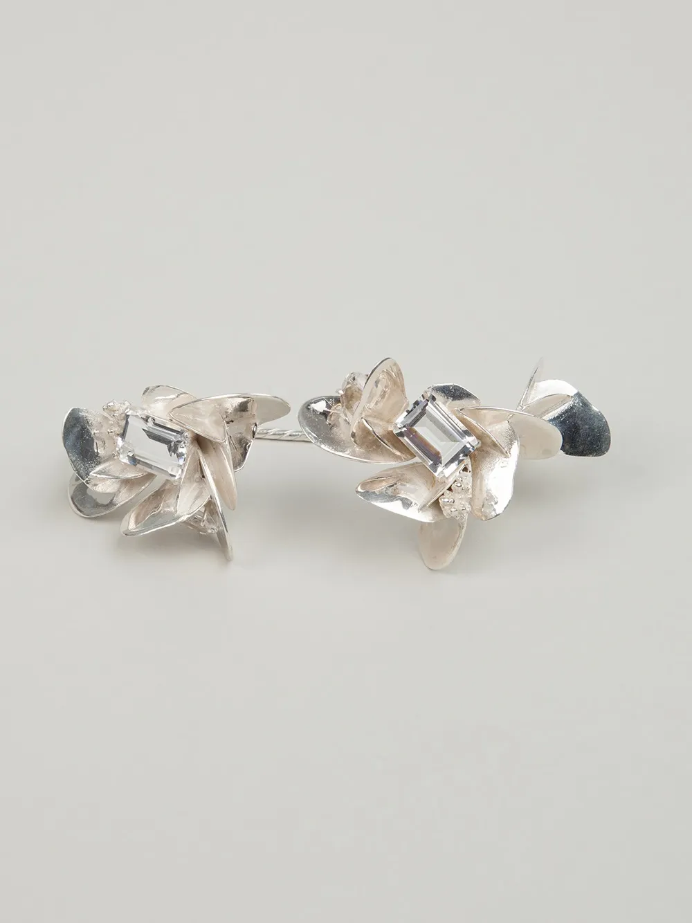 Yukié Deuxpoints crystal detail hand ring - Metallic