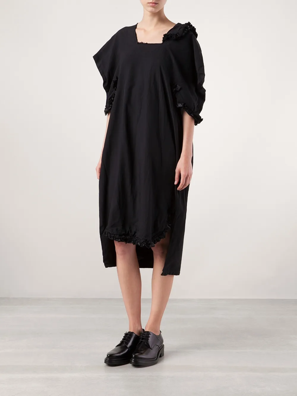 Comme Des Garçons ruffle trimmed dress - Zwart