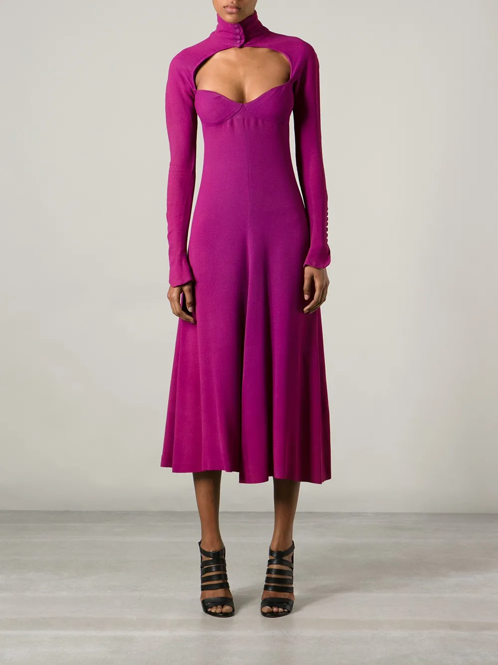 Biba Vintage Fitted Funnel Neck Maxi Dress Farfetch