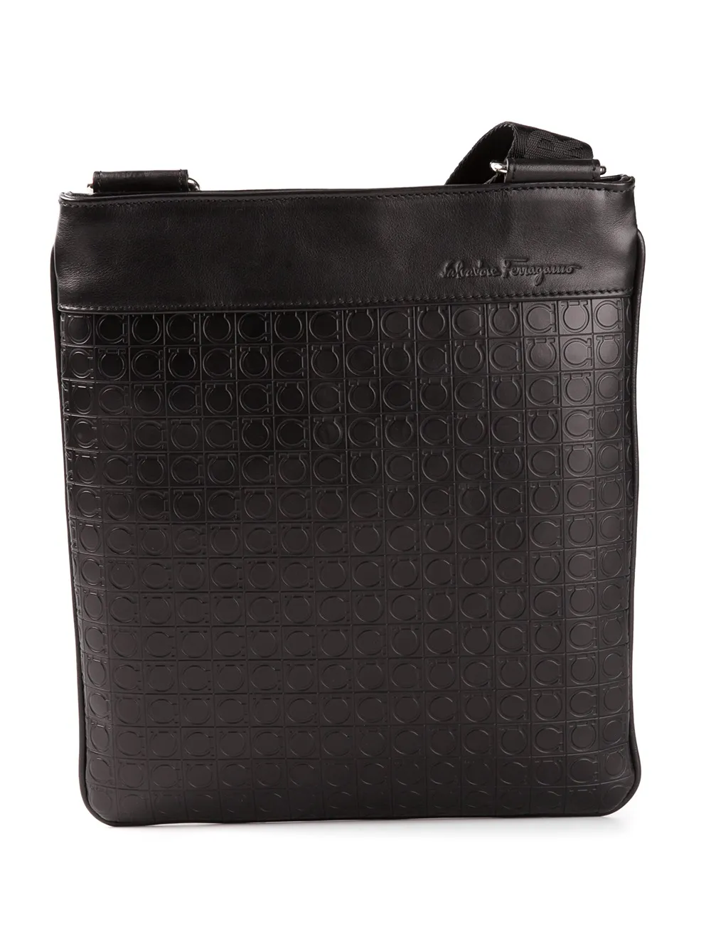 Ferragamo Schultertasche mit Logo-Prägung - Schwarz