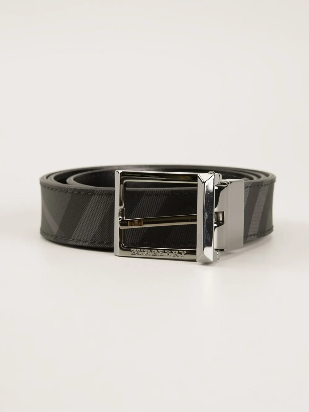 Burberry Checked Belt In Gray