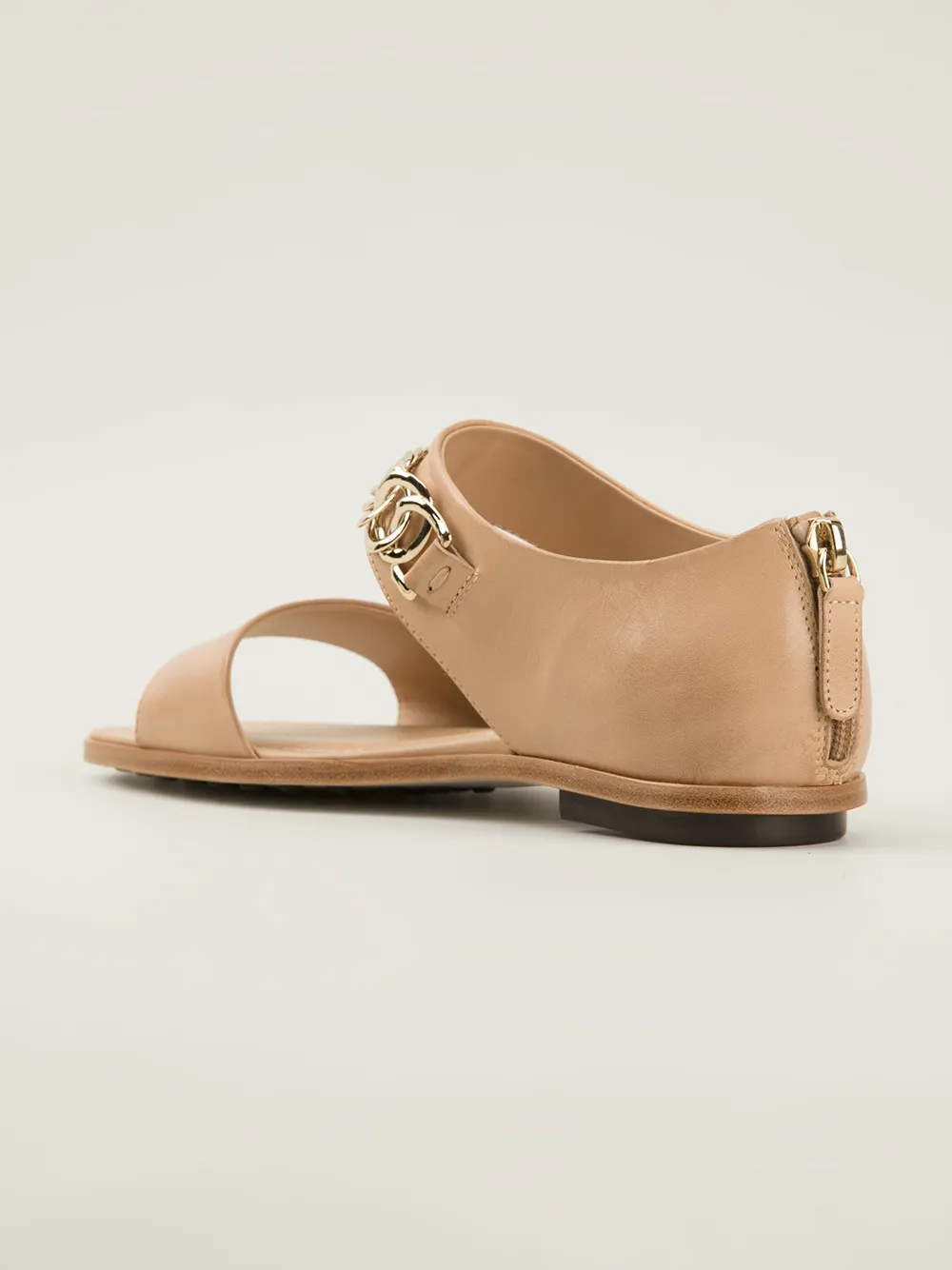 Tod's chain trim sandals Beige